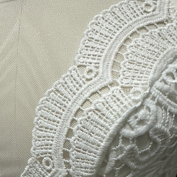 333 Lulus |NWOT USA White Lace Fit & Flare Open Back Mesh Midi Dress (Size S) - Picture 12 of 13